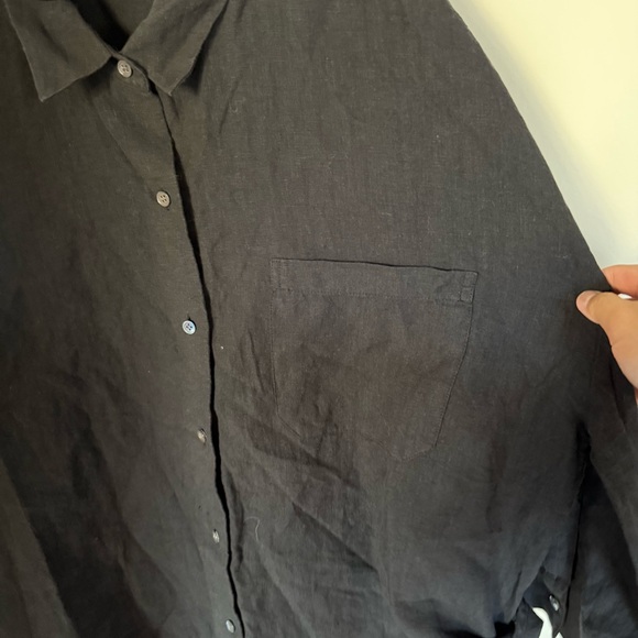 jenni kayne Black Linen Front Pocket Boxy Relaxed Fit Logan Blouse Size Large - Picture 5 of 13